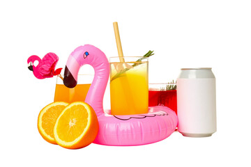 Drinks - fresh summer cocktails for refreshing, isolated on white background
