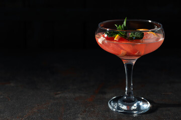 Grapefruit cocktail, alcohol or non alcoholic drink for party, space for text