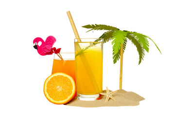 Drinks - fresh summer cocktails for refreshing, isolated on white background