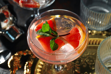 Grapefruit cocktail, alcohol or non alcoholic drink for party
