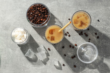 Cold drink for refreshing - ice coffee. Fresh summer drink
