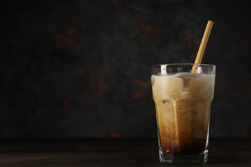 Cold drink for refreshing - ice coffee, space for text