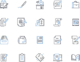 Redrafting line icons collection. Revision , Editing , Rewriting , Polishing , Refining , Enhancing , Reworking vector and linear illustration. Improving ,Revising ,Revisiting outline signs set