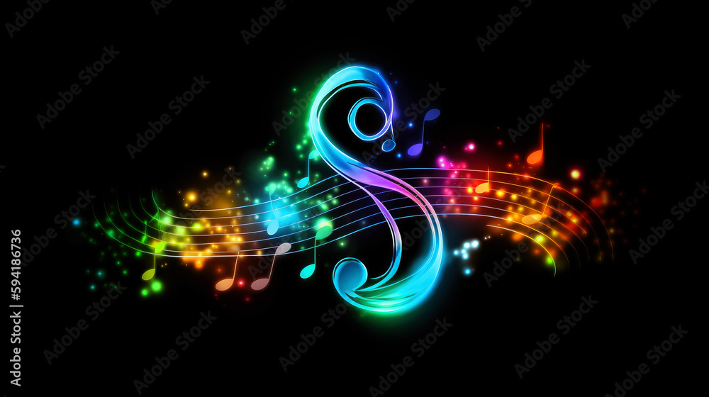 Aufkleber Music notes on abstract background. generative ai.