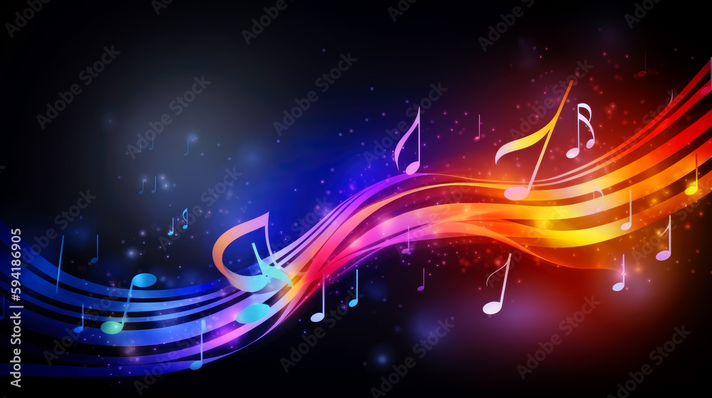 Aufkleber music notes on abstract background. generative ai.
