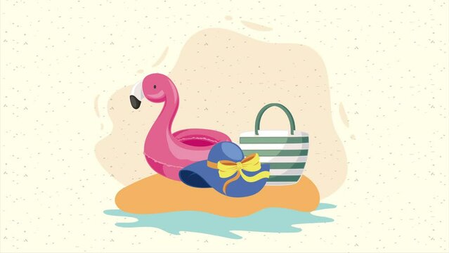 flamingo float beach accessory animation