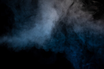 Blue and yellow steam on a black background.