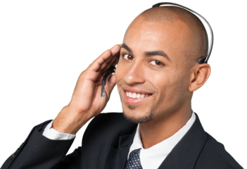 Portrait of a man with headset working as a call center operator