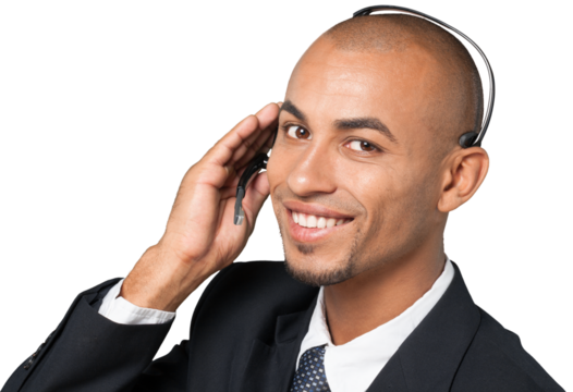 Portrait of a man with headset working as a call center operator