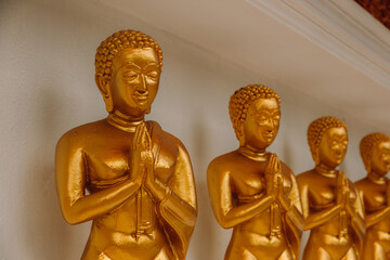 Buddhism Religion Golden Temple Image Sough-East Asian Praying Statue
