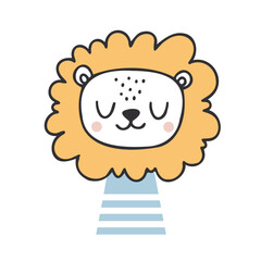 Cute Lion. Vector Character for Baby Shower