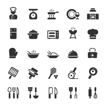 Icon set - kitchen utensils and cooking