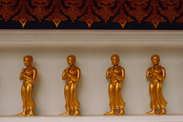Buddhism Religion Golden Temple Image Sough-East Asian Praying Statue