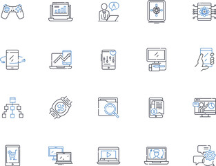 Financial planning line icons collection. Budgeting, Retirement, Investments, Savings, Wealth, Stability, Security vector and linear illustration. Planning,Estate,Tax outline signs set