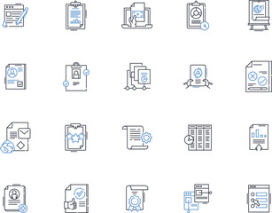 Manuscripts line icons collection. Parchment, Calligraphy, Illumination, Codex, Vellum, Heritage, Antiquity vector and linear illustration. Script,Archivist,Palimpsest outline signs set