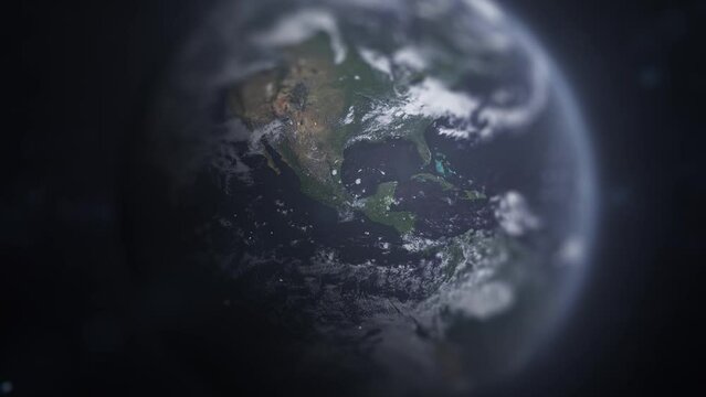 Earth from space. 4K rotating animation. Orbiting planet earth from space. Clip contains space, planet, sea, earth, globe. 4k. Images from NASA	
