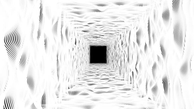 Abstract 3D tunnel. Flight in space. Abstract technology background concept. Hi-tech information flow, bigdata visualization. Business bg. 60 fps 3D render.