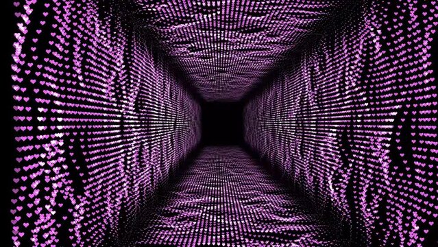 The Pink Tunnel. Happy Valentines Day Background. Anniversary, mother's day, marriage, invitation. Abstract bg for logo, title, presentation. 60 fps 3D render.