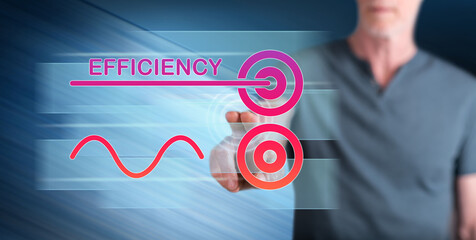 Man touching an efficiency concept