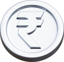 Silver rupee coin 3d render illustration