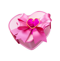 Valentines day heart gift box 3d rendering illustration