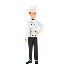 Chef illustration in color cartoon style. Editable vector graphic design.