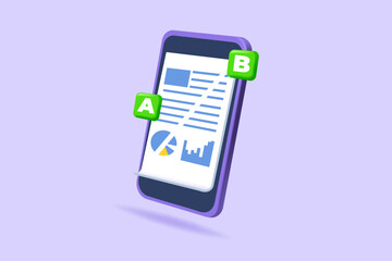 A-B comparison. Split testing 3d realistic vector illustration.