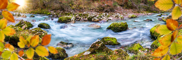 wild river with clear water in beautiful canyon
