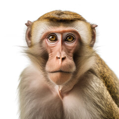 Pensive Barbary Macaque: Intimate Headshot Portrait. Generative AI