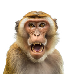 Close-up of an Endangered screaming Barbary Macaque monkey. Generative AI