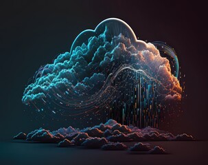 Cloud computing technology and data connect background.Generative AI