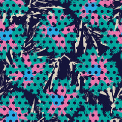Green Floral dotted Seamless Pattern Design
