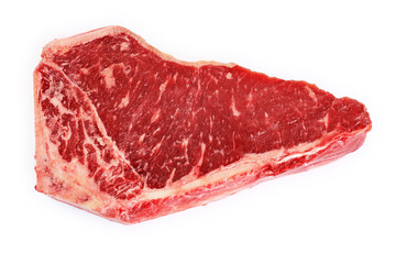 Fresh raw new york steak isolated on white background. With clipping path.