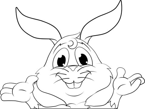 recommend clip art: An Easter bunny rabbit cartoon character peeking around a sign