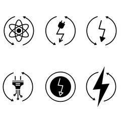 Renewable energy vector icon set. Green energy illustration sign collection. Electricity symbol.
