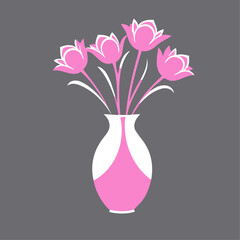 pink vase with pink flowers