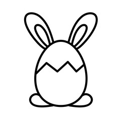 Bunny easter egg cartoon outline icon