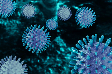 Fototapeta na wymiar Virus cell on scientific background. 3d illustration