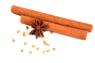 Cinnamon stick and star anise spice.