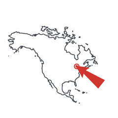 Map of North America. Tourism route, vector illustration