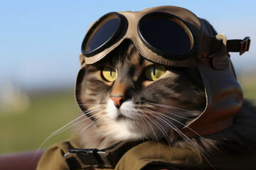 Cat with Pilot glasses, generative ai