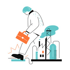 Work in a factory - colorful flat design style illustration