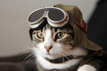 Cat with Pilot glasses, generative ai