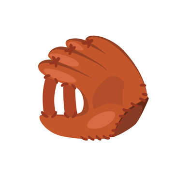 Concept Sport goods glove. The illustration depicts a brown baseball glove rendered in a flat vector style. The design is minimalist and emphasizes the shape of the glove. Vector illustration.