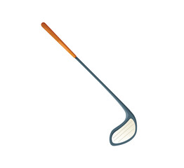 Concept Sport goods hockey. The illustration is a flat vector design depicting a cartoon concept of a hockey stick on a white background. Vector illustration.