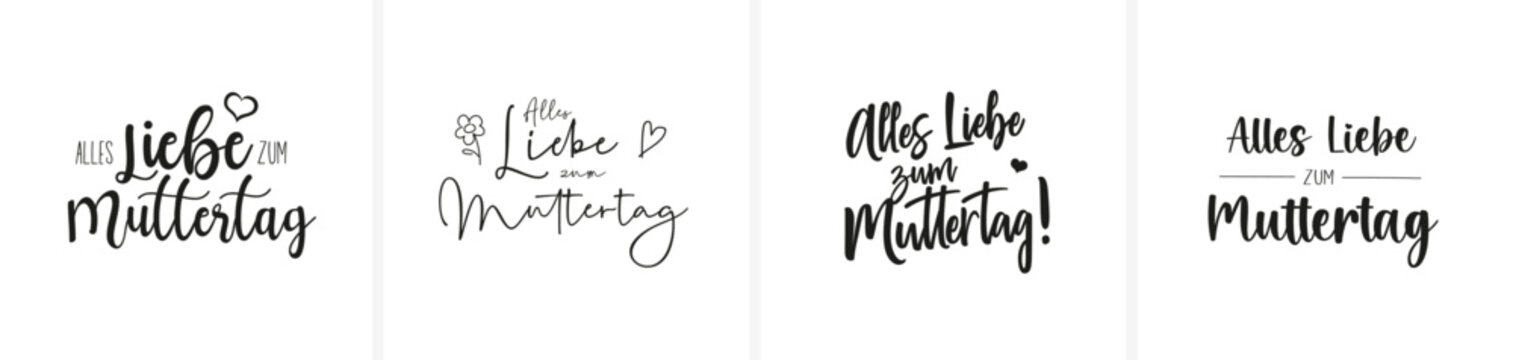 "Alles Liebe zum Muttertag" in Kalligraphie- bzw. Sch&ouml;nschrift; alle Buchstaben einzeln selektierbar
