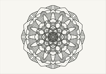 Circular pattern in form of mandala with flower for Henna, Mehndi, tattoo, decoration. Decorative ornament in ethnic oriental style. Outline doodle hand draw vector illustration.
