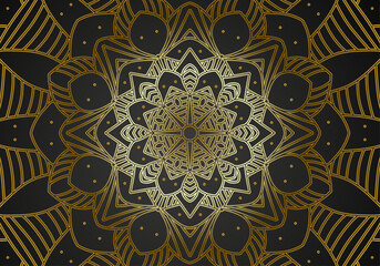 luxury ornamental mandala design background in gold color