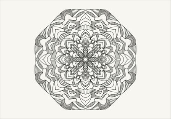 Circular pattern in form of mandala with flower for Henna, Mehndi, tattoo, decoration. Decorative ornament in ethnic oriental style. Outline doodle hand draw vector illustration.