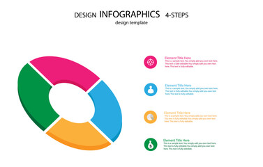 Circular corporate graphic elements. Business 4step process chart infographics with step gear circles